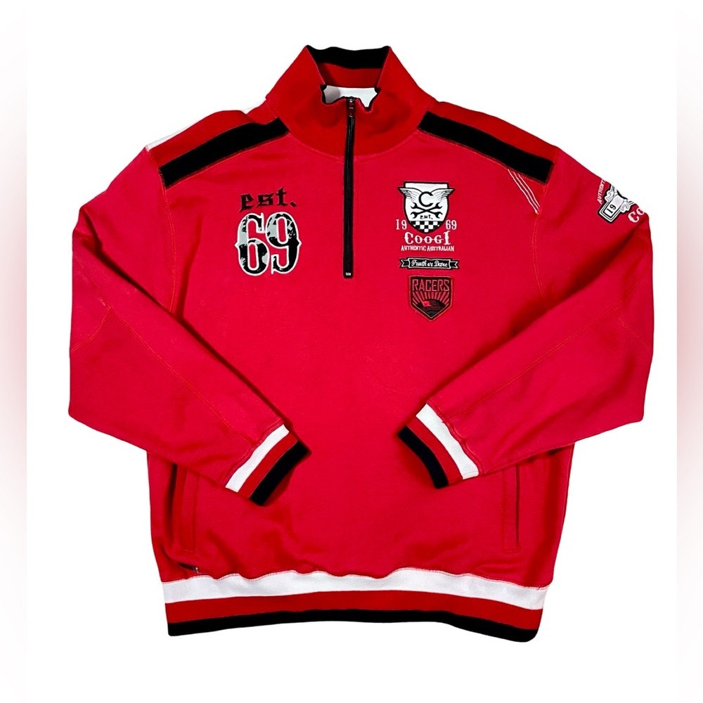 Vintage Coogi Racing Half Zip Sweatshirt Men’s Red Embroidered Streetwear